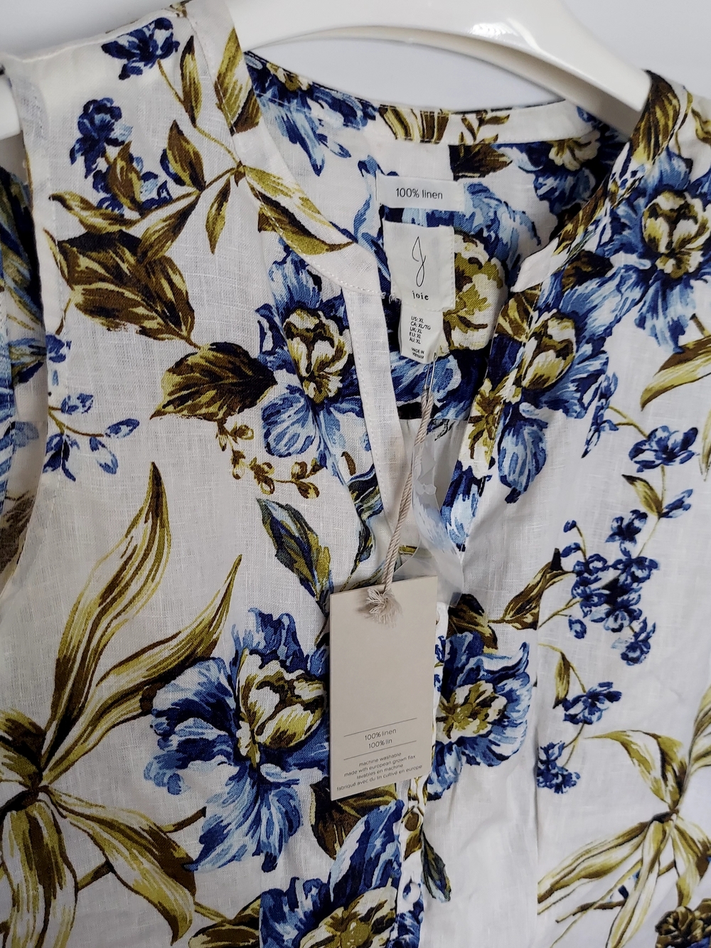 Joie Sleeveless Floral Button-Front Camisole - Blue/Cream/Green - Picture 3 of 7